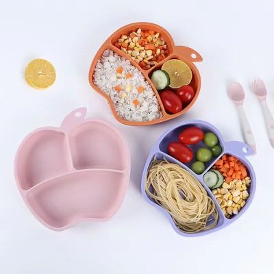 Anti Slip Silicone Bàn ăn tích hợp Anti Drop Baby Bàn ăn hình quả táo trẻ em đồ bàn Suction Cup Bowl
