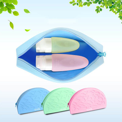 Trang Điểm Silicone Màu Trơn Thời Trang Công Suất Lớn Dây Kéo Túi Bảo Quản Mỹ Phẩm Túi Giặt Silicone Mềm
