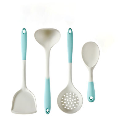 Giá bán buôn Silicone dụng cụ bếp muỗng xẻo hai màu không dính đồ nấu ăn 4 phần Set Of Cookware